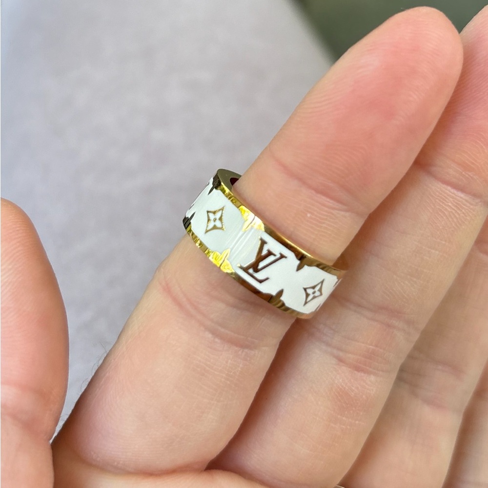 Louis Vuitton nanogram enamel ring